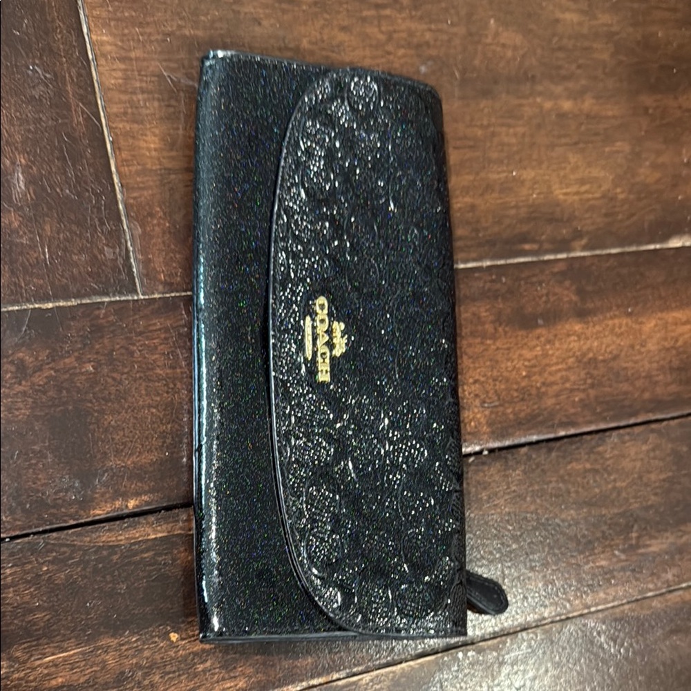Coach Black Sparkle Floral Wallet